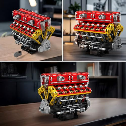 Reobrix V12 Engine Building Block Sets Sports Car Engine Model Kit