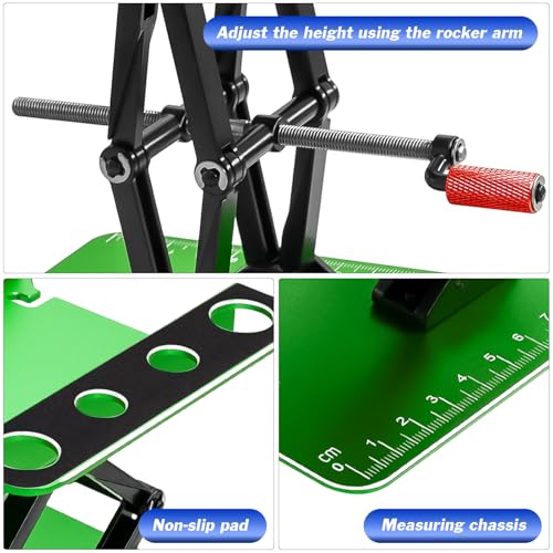 RC Work Stand Aluminum w/Screw Tray for 1/8 1/10 1/12 Scale RC Cars, Green - color: Green