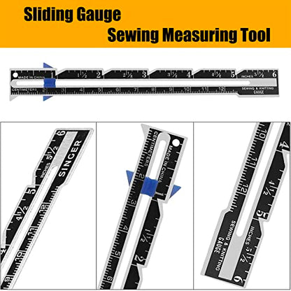 YEQIN 4 Pieces Sewing Gauge Sewing Measuring Tool, 5-in-1 Sliding Gauge Measuring Sewing Ruler Tool Fabric Quilting Ruler for Knitting Crafting Sewing Beginner Supplies - size: Size 4(4pcs style1+3)