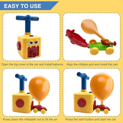 Balloon Launcher with Inertia Car Toy Set for Kids Ages 3 and Up - color: Yellow Duck