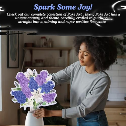 Unwynd Poke Art Lavender Flower Bouquet Kit for Adults, Women and Teens - style: Lavender
