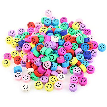 200PCS 10mm Colorful Smile Face Polymer Clay Beads Bulk for Jewelry Making - color: Clay Mixed Color