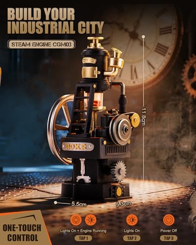 ROKR Industrial City Series 3D Puzzle Mechanical DIY Model Set with Light & Movement Thermo Engine（CGM03）-DIY Educational STEM Toy for Adults & Teens, Retro Industrial Decor