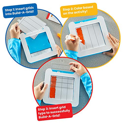 hand2mind Build-A-Grid, Dry Erase Multiplication, 3rd Grade Math, Multiplication Manipulatives, Fraction Manipulatives, Multiplication Game, Montessori Math, Homeschool Supplies (Set of 1) - style: Individual