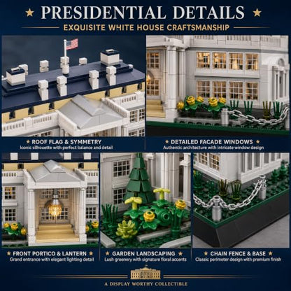 White House Architecture Building Blocks Set 894 PCS Washington D.C. Landmark Model Kit for Adults Teens United States Capitol Souvenir Gift Educational Construction Toy for Home Office Decor - style: White House