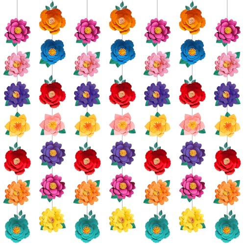 Spakon 8 Pcs Mexican Paper Flower Decorations Mexican Fiesta Garlands - color: Mexican Festival