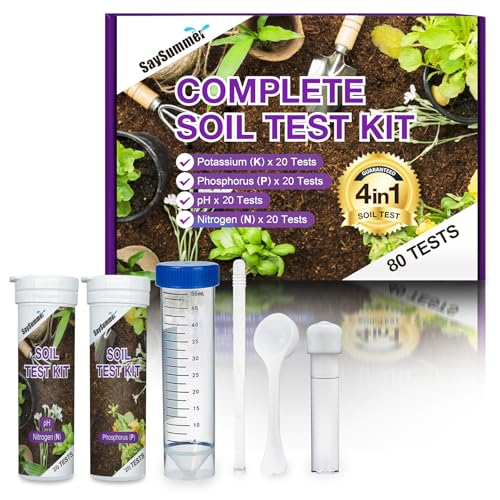 Soil Test Kit for Garden Lawn: Professional 4 in 1 Soil Testing Kit 80 Tests for pH Nitrogen Phosphorus Potassium for Gardening Plants Flowers Vegetables Indoor Ourdoor Soil Testing