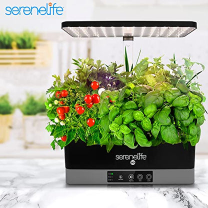 SereneLife Smart Starter Kit-Hydroponic Herb Garden Indoor Plant System w/Height Adjustable LED Grow Lights, 6 pods, 3 Modes-Home Kitchen, Bedroom, Office SLGLF130 (Black)