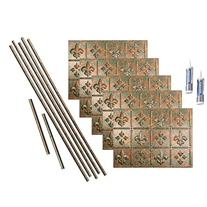 FASÄDE Fleur-de-lis Decorative Vinyl Backsplash 15 sq ft Kit in Copper Fantasy - color: Copper Fantasy