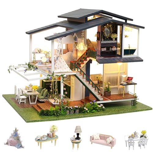 Flever Dollhouse Miniature DIY House Kit Creative Room with Furniture for Romantic Artwork Gift (Monet Garden) - color: Monet Garden