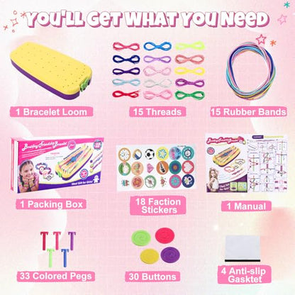 VIDIBESTY Stretchy Bracelet Making Kit for Girls 6-12, Elastic String DIY Arts & Crafts Bulk Toy Set, Friendship Jewelry Maker Tool, Popular Christmas Birthday Gifts for Kids Ages 7 8 9 10 11(112PCS)
