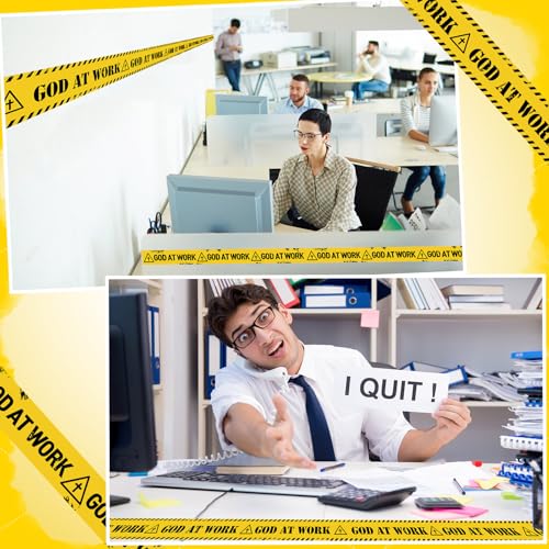Nuanchu 2 Rolls 3'' x 98 Feet God at Work Caution Tape Party Decorations - style: God at Work Caution