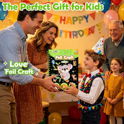 FUNNYB&G Foil Art Craft Kit for Kids, Sparkly Birthday Gift Toy for Kids - style: Animal World