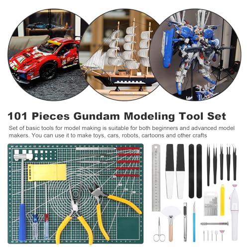 Fippy 101PCS Model Tools Kit, Hobby Building Tools Model Making Tools Kit for Basic Model Assembling, Building and Repairing - style: Set C