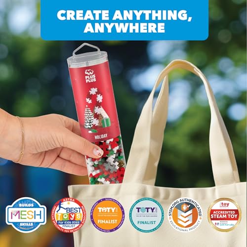 PLUS PLUS 240 Piece Holiday Mix - Mini Waffle Blocks, Classroom Must Haves - style: Holiday Mix Play Tube