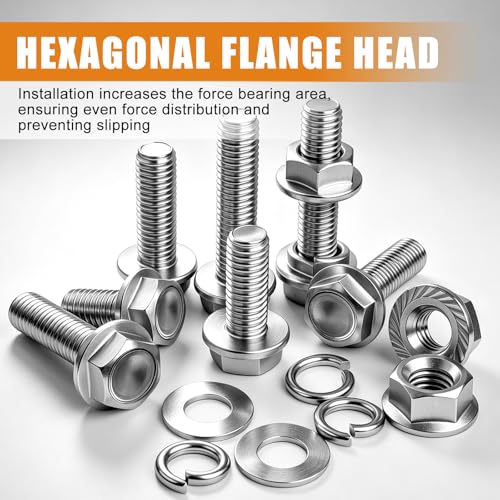 mankk 200PCS Flange Head Bolts Assortment Kit M8x1.25 Bolt (Length 16/20/25/30/35mm) Metric Bolt Stainless Steel Hex Head Bolts and Serrated Flange Nuts Kit Full Thread M8 Bolt - size: 200PCS M8, style: Flange Bolt