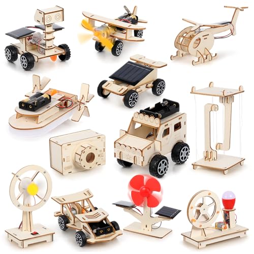 Soulchen 12 Sets STEM Kits DIY Wood Building Projects,Vehicles Mechanical