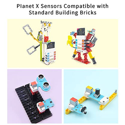 ELECFREAKS microbit Nezha Inventor Kit Planet X Starter Sensors with 40+ Learning Projects and 400+ Bricks, Micro:bit NeZha Expansion Board with 900mAh Lithium Battery(Without Micro:bit)