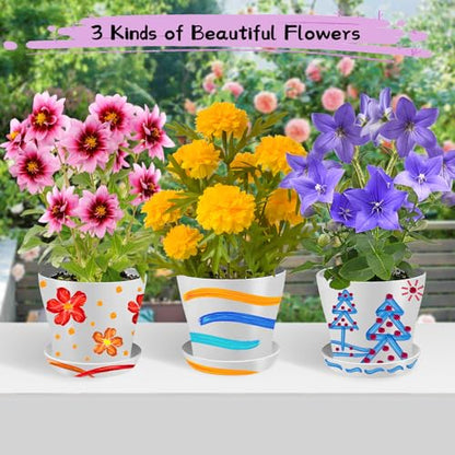 Paint & Plant Children’s Gardening Kit for Girls Boys Toys Garden Flower Gardening Gift for Kids Flower Pots Seeds Art Craft Grow Garden Planting Set for Kids Age 4 5 6 7 8 9 10 11 12 13 14 Years Old
