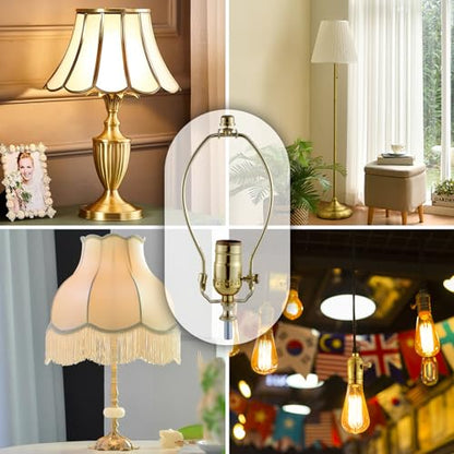 Lamp Making Kit,Make a Lamp or Repair Kit,3-Way Lamp Socket with Matching Cord Lamp Harp Set,Lamp Wiring Kit for Table Floor Lamp,Essential Hardware for DIY Lamp Design or Repair (Gold, 1) - style: Gold