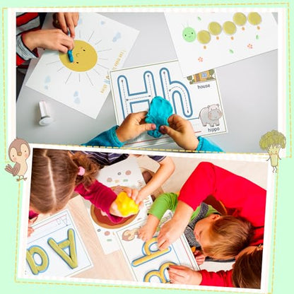Ireer 36 Pcs Dough Mats for Kids Activity Card for Clay - style: Alphabet