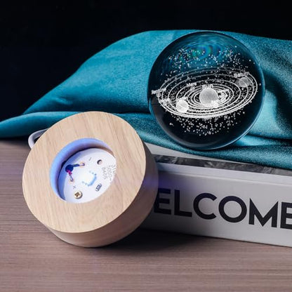 3D Solar System 60mm Crystal Ball Astronomy Universe Gifts 3D Solar System Planets Model Science Space Themed Physics Gifts Night Light lamp for Kids Men Him Science Teacher - style: 3D Solar System