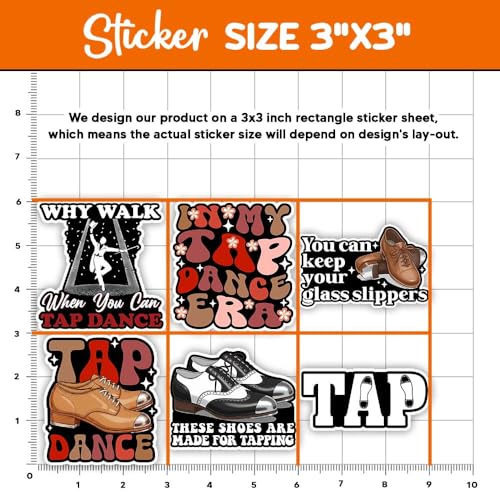 MAIANEY (12Pcs-3in) Tap Dance Sticker Pack – Funny Tap Dancer Vinyl Decals for Water Bottles, Laptops, Journals, Dance Students and Teachers, Waterproof Aesthetic Stickers Set - color: Tap Dance
