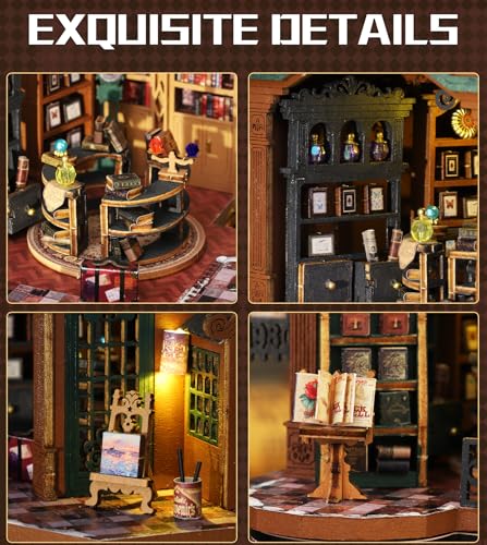 Spilay DIY Miniature House Kit for Adults, Miniature Dollhouse Kit - color: Twilight Book City