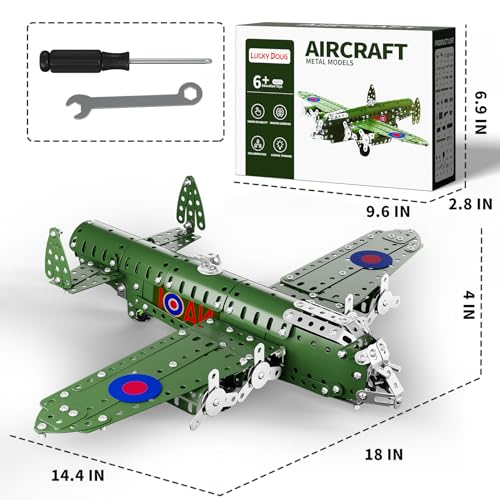Lucky Doug STEM Building Projects Model Airplane Set - 389 Pieces STEM Project Building Toys for Kids Ages 8-12, Assembly Science Kit Educational Army Toys Gift for Kids Boys 8 9 10 11 12-16 Years Old - style: 8805