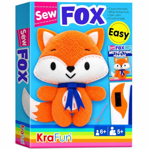 KRAFUN Fox Sewing Kit for Kids Ages 8-12 - No Scissors No Glue - color: Fox