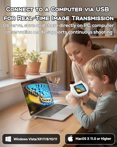 Kids Microscope 1000X Magnification, 4K Digital Handheld Pocket Microscope with 2.4", Rechargeable STEM Learning Science Kit Outdoor Exploration Toy Gift for Children Age 4-12,White - color: white