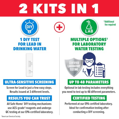 Safe Home® DIY Lead in Drinking Water Test Kit – Advanced Detection to 4 PPB – 5-Minute Test – 3 Levels of Test Results + Optional Testing at Our EPA-Certified Lab – Made in the USA – (4 Pack) - color: 4-Pack