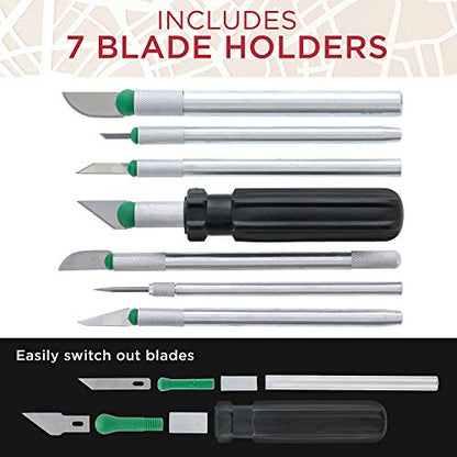 TCP Global® Deluxe Cutting Knife SET with Case Similar to Exacto - 56 Piece