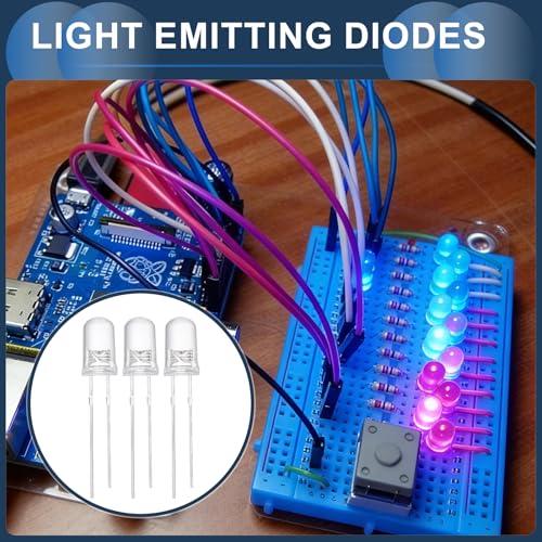 MECCANIXITY 240Pcs 5mm LED Diodes, Light Emitting Diodes, Bulb Lamp Electronic Project Kit for Science Project Circuit Board(Cool White Light, Transparent Lens) - color: Cool White Light, size: 5mm