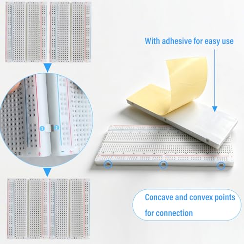 Solderless Breadboard Kit, 4 Boards with 120 Flexible Jumper Wires