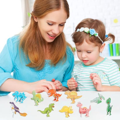 KIMOBER 25Pcs Educational 3D Cartoon Puzzle,3D Dinosaur Puzzle for Kids DIY Cartoon Dinosaur Animal Learning Jigsaw Toys for Kids - size: 25 pieces