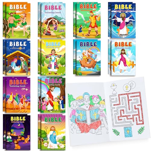 BenLouis 24 Pcs Christian Mini Coloring Books for Kids Party Favors - style: Christian