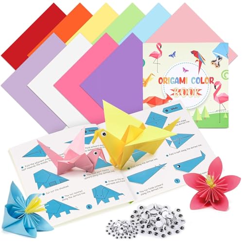 Koogel 250 Sheets Origami Paper Craft Kits, 6"x 6" with Origami Book