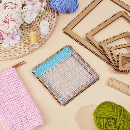 BENECREAT 6 Sizes Poplar Wood Weaving Loom Kit, Square DIY Weaving Loom DIY Weaving Art Tapestry Loom for Hanging Decor Woven Tapestry Knitted Crafts Making, 4.5mm Thick - size: Rectangle