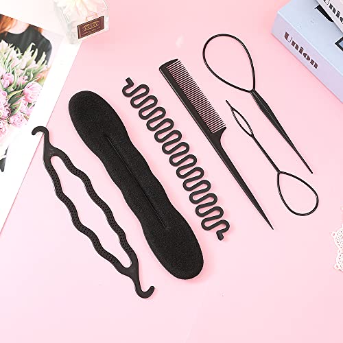 UTTH-DTTK Hair French Braid Tool, 6 pieces Resin Centipede Braid Maker Hair Styling Accessories for Women, Girls, 1 Count (Black 6-piece set)