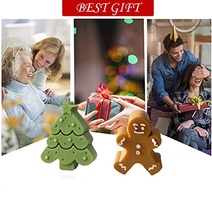 2-Pack Silicone Molds 3D Candle Molds, Christmas Tree + Gingerbread Man Mold,Christmas Fondant Mold for Candle Making and Baking Making Soap Wax Cake Mousse Ice Cream - color: 2Pcs Christmas Tree + Gingerbread Man