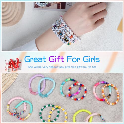 Premium 6-Box Clay Beads Bracelet Making Kit - 12,000 Polymer & Heishi Beads in 96 Colors,Jewelry Kit with Over 1,300 Letter Beads & Exclusive Mermaid Charms - Gift for DIY Enthusiasts - color: dreamworld