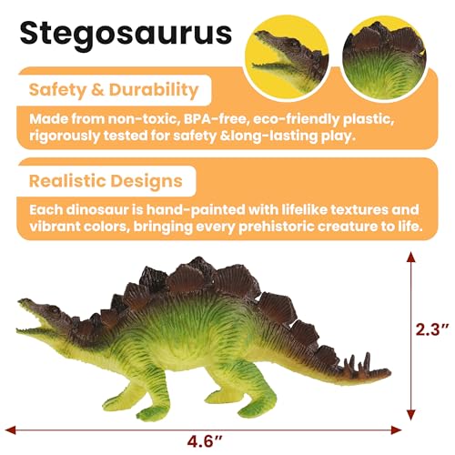 Zippytots Dinosaur Toys for Kids 3-5, 10 PCS Realistic Plastic Dinosaur Figure Toy Set Including T-Rex, Stegosaurus, Spinosaurus, Ideal Gift for Toddle - style: 10pc-Small-Dinos