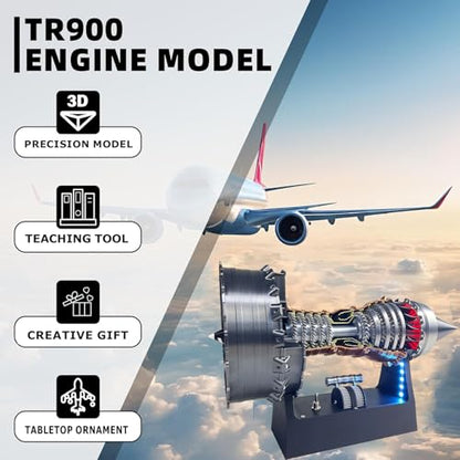 TR900 Turbofan Engine Model Kit, 28cm DIY Jet Engine - color: Silver Black