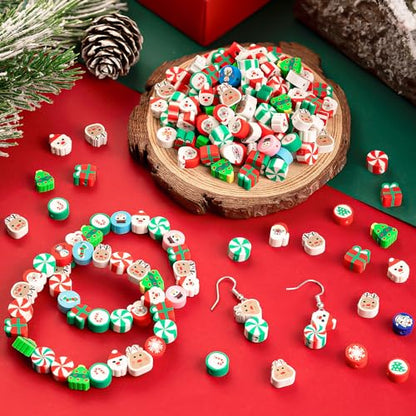400 Pcs Christmas Polymer Clay Beads, Mixed Heishi Spacer Beads Supplies - color: Xmas-400