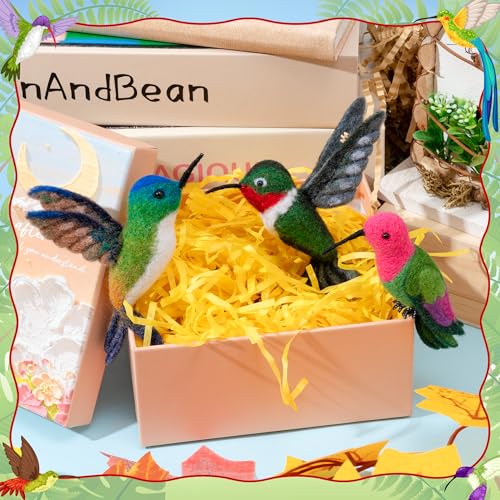 WATINC Needle Felting Kit - 3 Set Unique Different Cute Doll Wool Felt Needle Tools Foam Pad Instruction, DIY Home Decoration Craft Party Supplies for Art Work Starter Beginners (Hummingbird) - style: Hummingbird