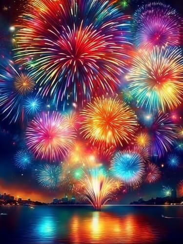 5D Colorful Fireworks Diamond Art kits for Adults Beginners 12x16inch - color: KM1347-1
