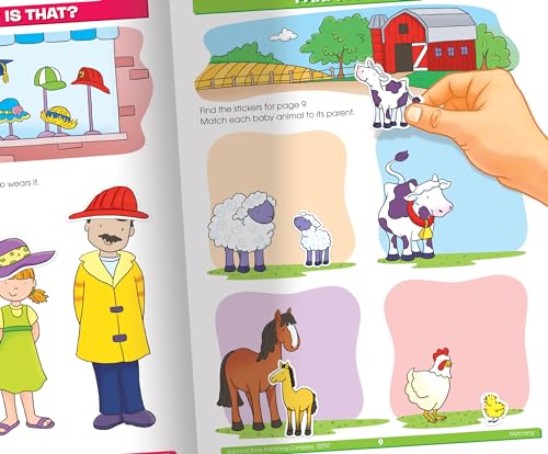 School Zone Preschool Sticker Learning Workbook: 64 Pages, Pre-K, Kindergarten, 324 Stickers, Shapes, Patterns, Alphabetical Order, ABC's, Numbers, Letters, Ages 3-5 (Stuck on Learning! Book Series)