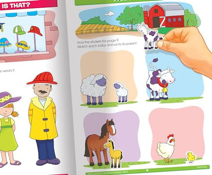 School Zone Preschool Sticker Learning Workbook: 64 Pages, Pre-K, Kindergarten, 324 Stickers, Shapes, Patterns, Alphabetical Order, ABC's, Numbers, Letters, Ages 3-5 (Stuck on Learning! Book Series)