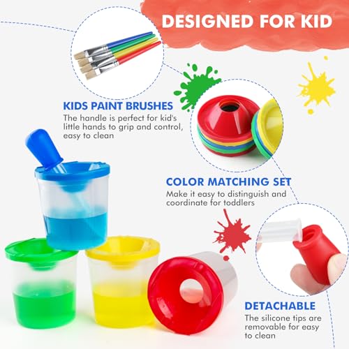 Toddler Paint Brushes Paint Cups with Lids Droppers for Kids - style: Kids painting set